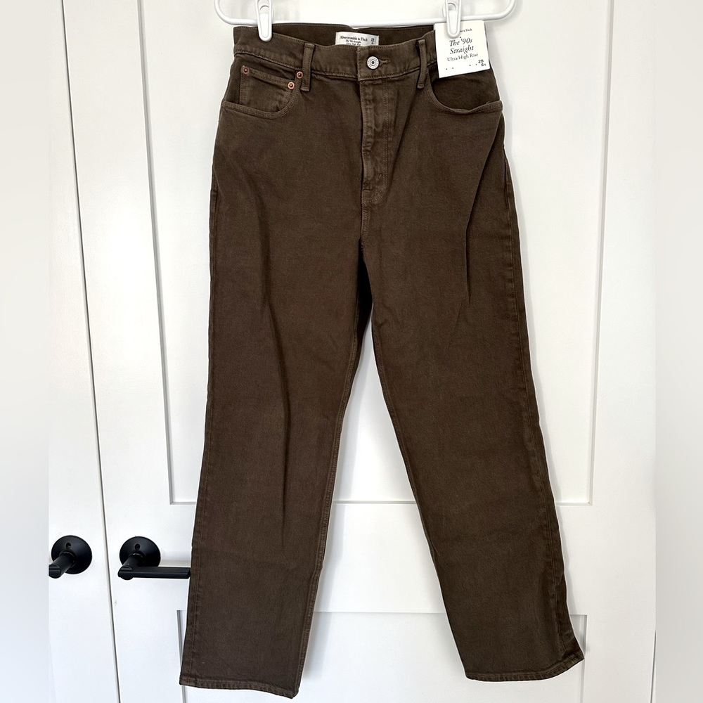 Abercrombie & Fitch 90’s Straight Ultra High Rise Brown Denim Straight Leg Jeans